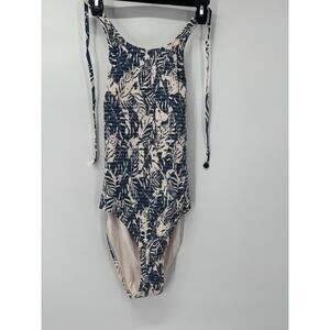 NWT Anne Cole Womens One Piece Swimsuit Size 10 Blue White Cream Floral Swimwear
